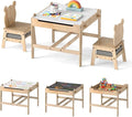 Costzon Kids Table and Chairs, 4 in 1 Wooden Activity Desk Set w/Reversible Whiteboard & Chalkboard, Hidden Storage Space and Drawers for Arts, Crafts, Play, Toddler Table and Chair Set (Bear Shape)