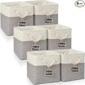 11inch cube storage bin[6 Pack],Fabric Storage Cubes with Rope Handles, Eco-Friendly Linen Collapsible Organizers for Closet, Nursery, Toys, Office, Bathroom – Dual Color Design.(White&Grey)