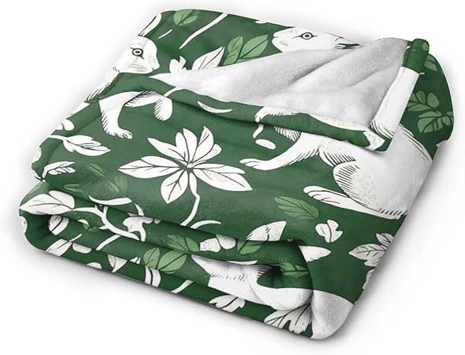 Tijuboni Rabbit Throw Blanket - Botanical Hare Insect - Bunny Gifts for Girls Women Boys Men Kids Adults Soft Flannel Fleece Blanket for Couch Sofa Bed Home Decor 40"x50"