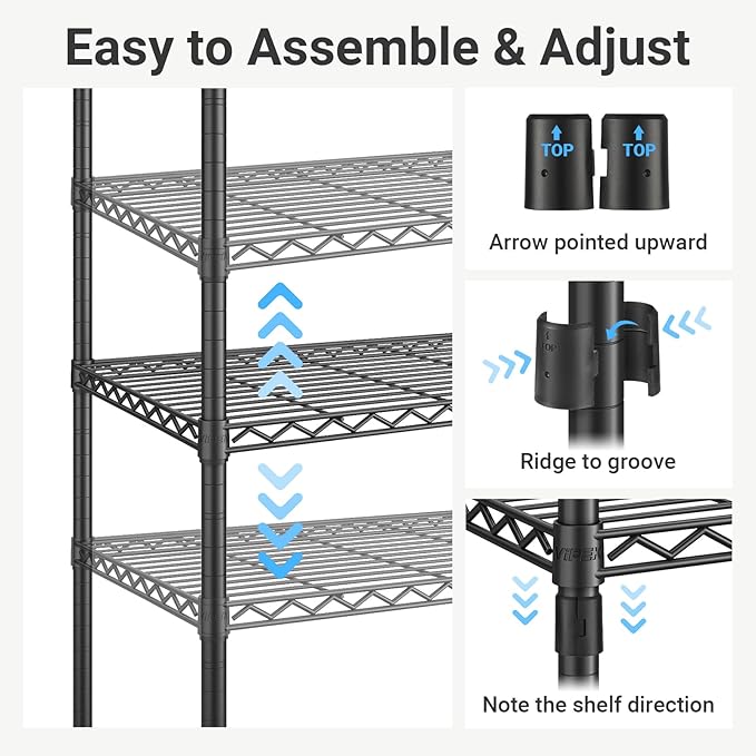 VIPEK X40 Expandable Large Reach-in Closet Rack Adjustable from 6'4" to 8'2'' with Extendable Shelves and Hanger Rods, Walk-in Clothes Rack Mental Freestanding Clothing Racks, Max Load 1240LBS, Black