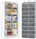 PureSpace 5-Tier Over The Door Organizer with 10 Side Mesh Pockets & Clear Windows, 80 lb Weight Capacity Hanging Storage for Bathroom, Bedroom, Nursery, Kitchen, Organizer Toys (Grey Clear wind)