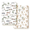 Pack n Play Sheets Fitted 2 Pack, Stretchy Ultra Soft Jersey Knit Pack and Play Sheets, Universal Fitted Portable/Mini Crib Mattresses Snug and Safe, Stylish Cars Print for Boys and Girls