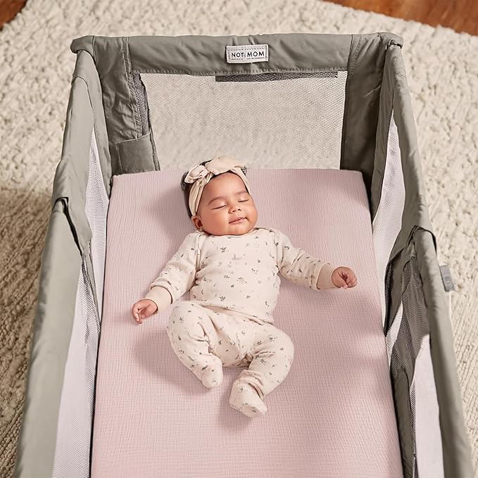 lulumoon Pack and Play Sheets for Girls: Soft Muslin Cotton for Playard Mattress - Stretchy Snug Fit for Chicco Pack n Play