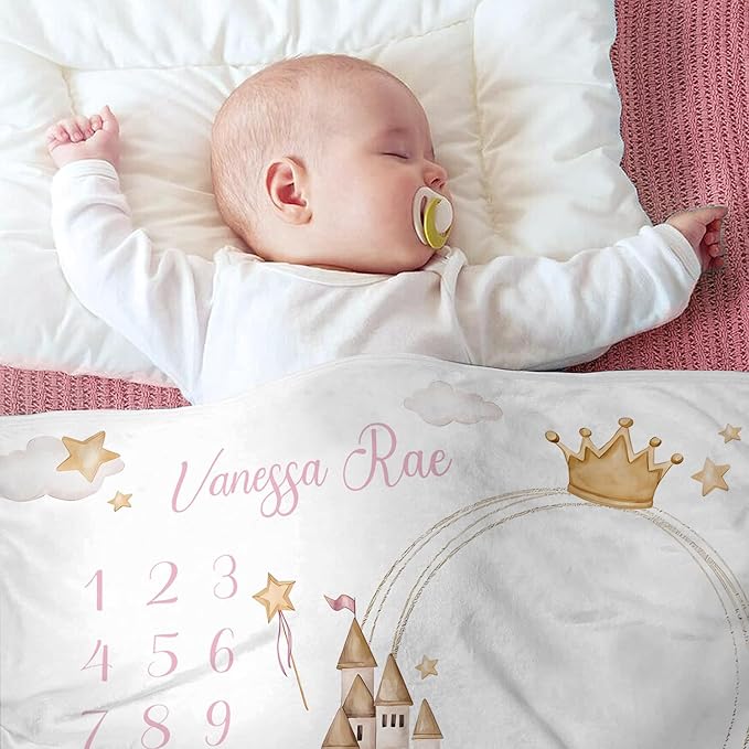 OLIVE OLIVIA Personalized Gifts for Baby with Customized Name, Baby Monthly Milestone Blanket for Baby Girl Boy, Baby Blanket, Perfect Custom Baby Blanket Gifts,60"x80"