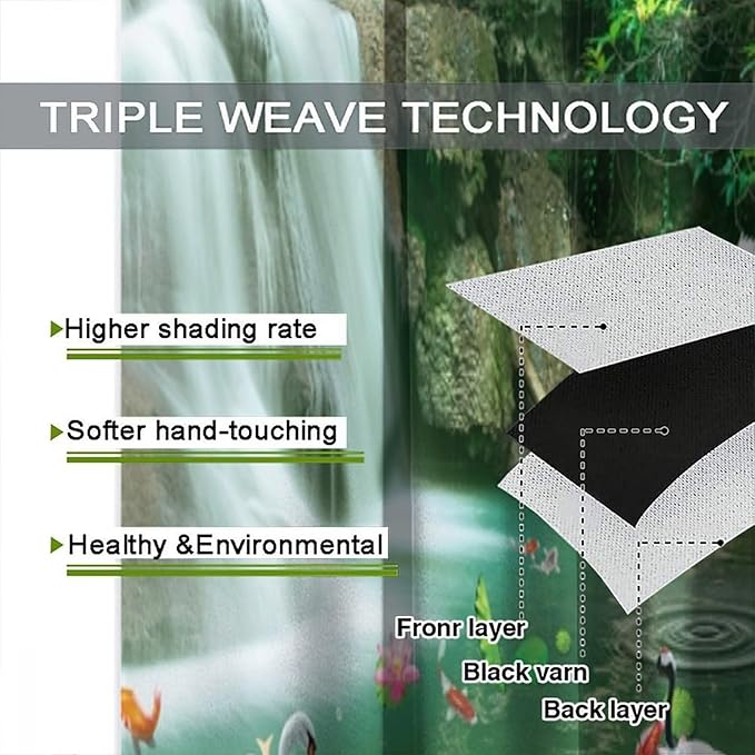 Scenery Waterfall Blackout Curtains, China Country Landscapes Nature Pattern Window Drapes, for Bedroom Living Room 42" W X 45" L