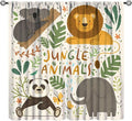 Jungle Animals Curtains Colorful Cute Cartoon Forest Animal Lion Elephant Koala Panda Leaves Kids Bedroom Nursery Bathroom Decor Rod Pocket Blackout 2 Panels 52x84in