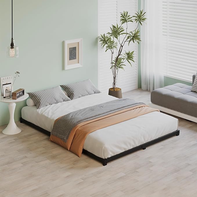 3 Inch Low King Bed Frame Heavy Duty Metal Platform, No Box Spring Needed, Easy Assembly Mattress Foundation, No Noise, Black