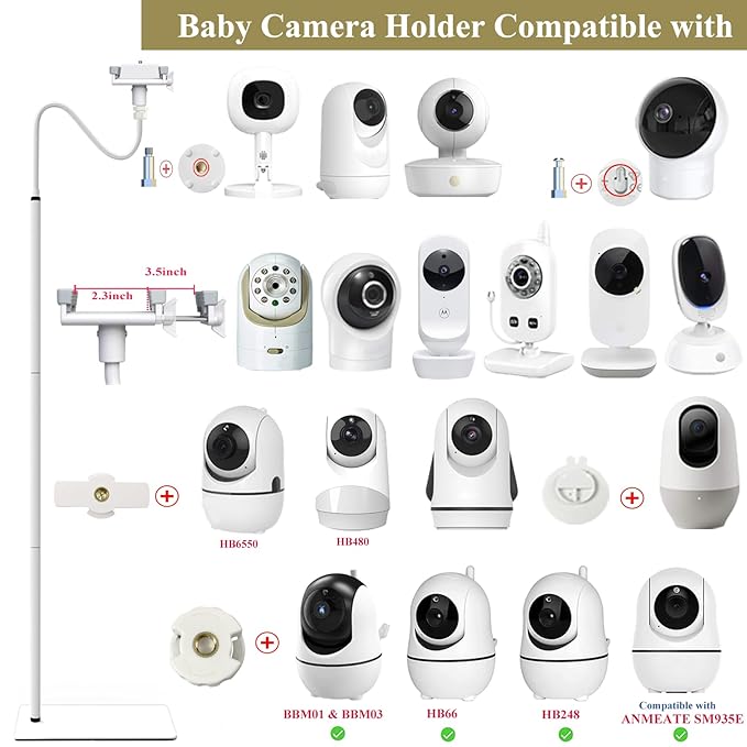 Baby Monitor Floor Stand Holder Mount Compactible for Nanit Pro & Flex Stand,Infant Optics DXR-8 Pro,VTech VM901/VM819/RM7764,Momcozy,HelloBaby,eufy E110,nooie IPC100,Motorola VM75/VM50G/VM44
