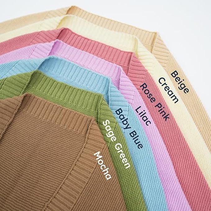 Baby Knit Blanket Soft Cotton Lightweight Newborn Blanket for Crib Stroller Toddler Nursery Shower Gift Cozy Breathable Travel Swaddle Wrap Mocha 30 x 40 Inches