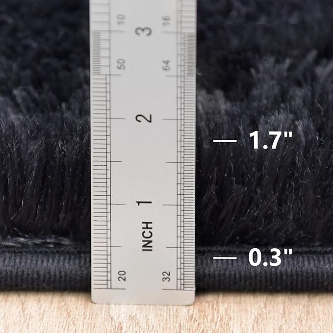 Fluffy Rug Lightweight 6x9 Feet, Black Cool Rugs for Bedroom Non Slip, Soft Fuzzy Aesthetic Rugs for Bedroom Men