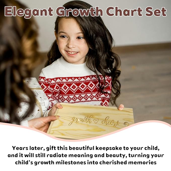Wildflowers Baby Growth Height Chart with Keepsake Box Hook Pen Set 79 Inches Removable Ruler Measuring Chart Waterproof Canvas Measure Removable Wall Decor for Baby Kids Toddlers (1, Wild Flower)