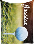 Personalized Golf Blanket Name and Number: Custom Golf Throw Blankets Super Soft Flannel Customized Name Softball Gifts for Kids Boys Girls Women Men Golf Lover(60" x 80" for Adult)