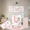 Personalized Crib Bedding Set, 5 Pcs Custom Nursery Bedding Sets with Name, Infant Bedding Set for Baby Girls Boys, Pink Fox Double Layer Baby Crib Set, Toddlers Babies Kids Customized Gifts