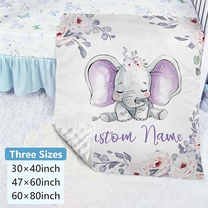 Personalized Baby Crib Bedding Set: 5 Piece Custom Gift Elephant Crib Bed Set with Name, Nursery Bedding Set for Baby Girls and Boys, Floral Crib Bedding Gifts