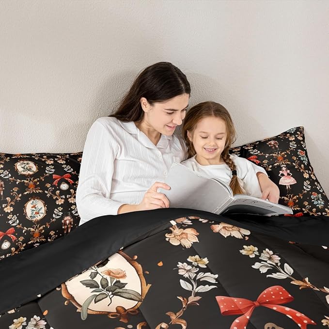 Feelyou Christmas Kids Comforter Set Toddler Size Nutcracker Bedding Set Soldier Royal Guarder Princess Duvet Quilt for Kids Boys Girls Bedroom Flower Bow Decor Microfiber Ultra Soft Breathable