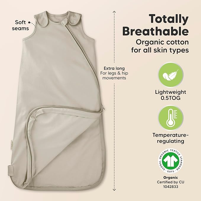 2-Pack Organic Baby Sleep Sacks, 100% Cotton - Soft & Breathable 0.5TOG Baby Wearable Blanket, Toddler Sleeping Sack 0-6 months, Easy to Wear Transitional Swaddles for Newborns, Infants (Nordic, S)