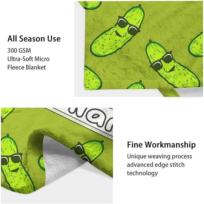Custom Pickle Throw Blanket for Baby - 30x40 Inches Lap Size - Soft Fluffy Cozy Blankets Gift - Green Funny Blanket Throws for Couch, Work