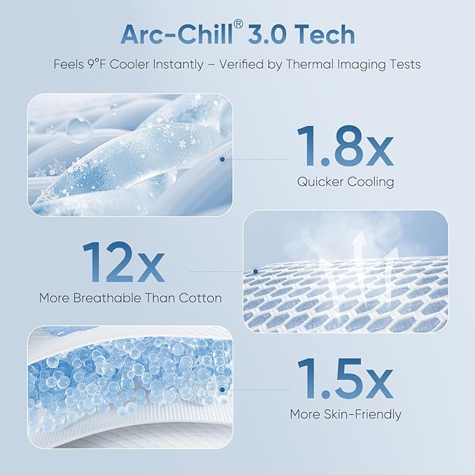 Elegear Revolutionary Cooling Blanket Queen, Absorbs Heat to Keep Body Cool for Night Sweats, Double Sided Arc-Chill3.0 Cooling Fiber Q-Max>0.5, Lightweight Summer Cold Blankets for Sleeping 79“ x 86”