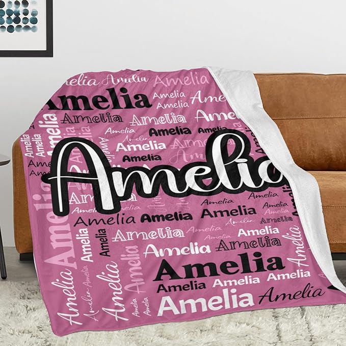 Dr.TOUGH Personalized Blanket for Adult Kids with Name Customized Blankets Personalized Throw Blanket for Christmas Birthday Gifts