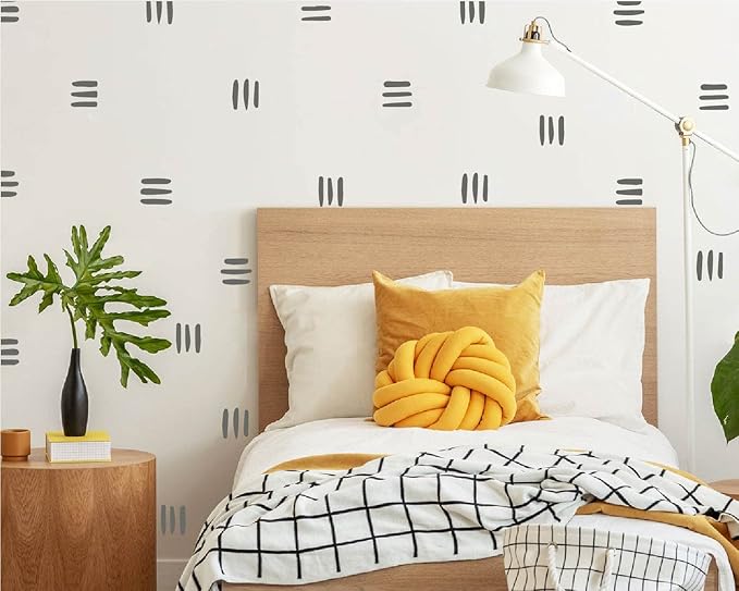 120pcs Modern Line Wall Stickers Boho Nursery Kids Living Room Scandinavian Home Décor Self-Adhesive Murals Vinyo DIY Gift YT5037 (Grey)