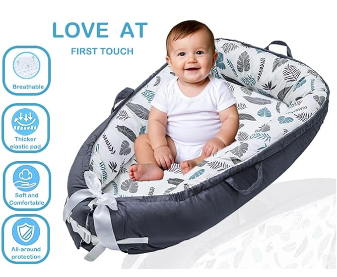 Baby Lounger Cover for Newborn 0-24 Months Soft Baby Nest Cover Organic Breathable Nest Lounger Pillow for Infants