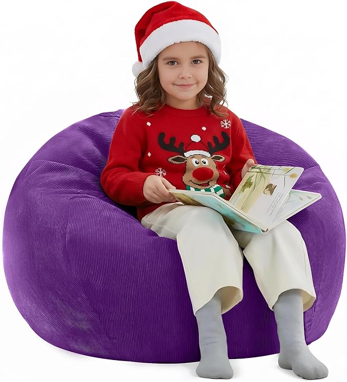 Nobildonna Bean Bag Chair Cover (No Filler) for Kids and Adults,Beanbag Stuffed Animal Storage Without Filling Plush Toys Holder and Organizer Soft Premium Corduroy 200L