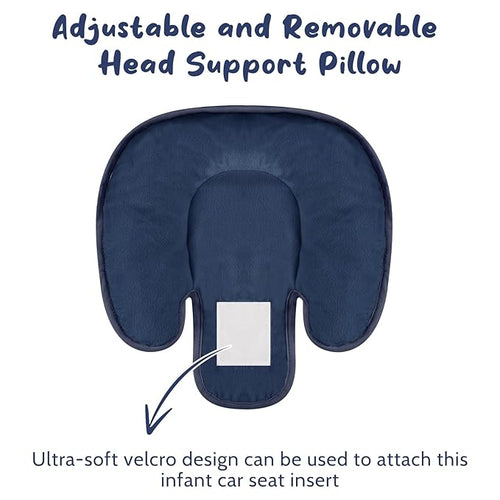 2 in 1 Infant Car Seat Insert Head and Body Support Set, Reversible Newborn Insert for Carseat with 3 Extra Strap Paddings, Soft Stroller Cushion Pillow Insert Girls, Fits for Stroller, Swing, Blue