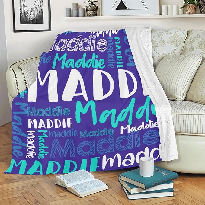 Dr.TOUGH Personalized Blankets with Name Customized Baby Blankets for Girls Boys Adults Monogrammed Blankets and Throws Christmas Birthday Mothers Fathers Valentines Day Gift (Pink-Blue,60''×80'')