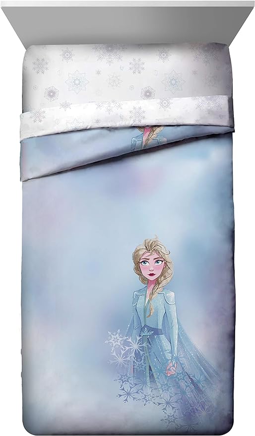 Disney Frozen 2 Elsa Color Block 7 Piece Full Bed Set - Includes Reversible Comforter & Sheet Set Bedding - Super Soft Fade Resistant Microfiber - (Official Disney Product)