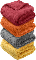 VitalCozy 4 Pcs Soft Fleece Baby Blankets Set 30" x 40" 3D Plush Warm Nursery Swaddling Bed Blanket Little Boys Girls Infant Toddlers and Newborn Receiving Gifts Blankets(Orange Set)