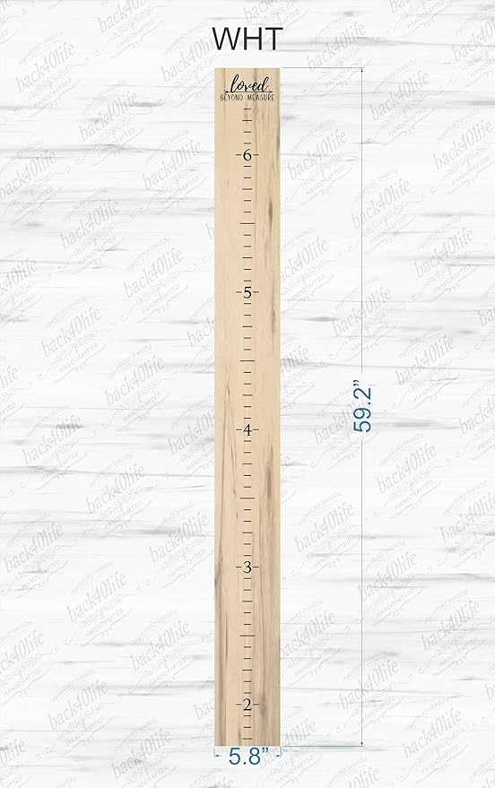 Farmhouse Style Wooden Kids Growth Chart Ruler for Boys and Girls (Weathered White - WHT)