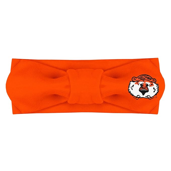Creative Knitwear Auburn Tigers Infant Girls Orange Solid Hair Knot Headband Embroidered Logo - Size Newborn - 4T