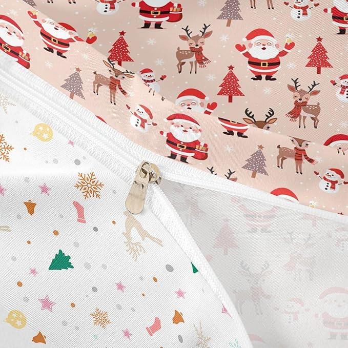Christmas Kids Bedding Set Santa Claus Bedding Duvet Cover Set for Boys Girls Christmas Tree Deer Decor Comforter Cover Set Snowflake Xmas Theme Bedspread Cover Bedroom Quilt Cover 2Pcs Twin Size