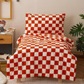 CLOTHKNOW Plaid Toddler Bedding Sets for Boys Girls, 4Pieces Rust Beige Grid Pattern, Soft Crib Bed Set Including Comforter, Flat Sheet, Fitted Sheet and Pillowcase, Rust Beige