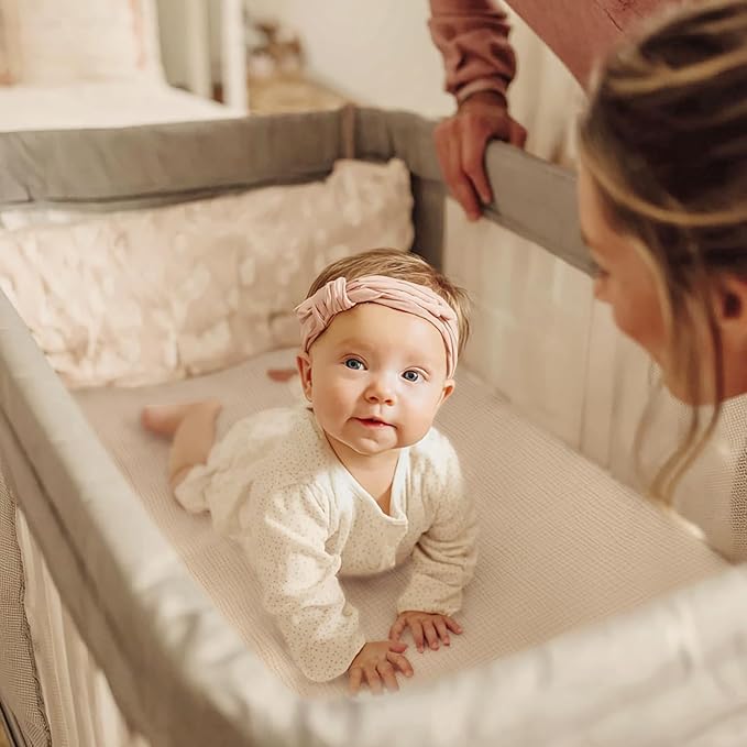 lulumoon Fitted Pack and Play Sheets: Soft Muslin Cotton for UPPAbaby Playard Mattress - Neutral Colors for Boys and Girls