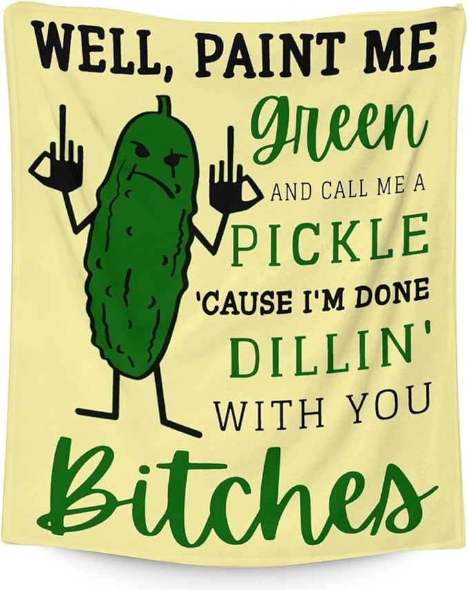 Pickle Throw Blanket for Teen - 50x60 Inches Throw Size - Soft Fluffy Cozy Blankets Gift - Beige Novelty Blanket Throws for Living Room Decorative