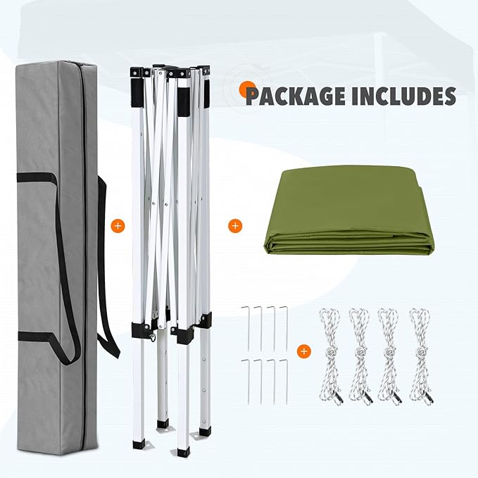 EAGLE PEAK 5x5 Pop Up Canopy Tent Instant Outdoor Canopy Easy Set-up Straight Leg Folding Shelter, Grass Green