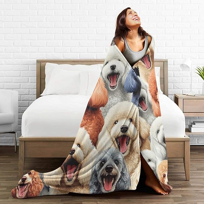 Poodle Golden Doodle Blanket Goldendoodle Throw Blankets for Girls Boys Soft Warm Fleece Flannel Poodle Animal Throws Gifts for Men Women Cozy Fuzzy Poodles Plush Stuffed Bed Bedding Decor 50"x40"