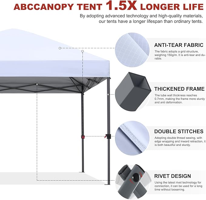 ABCCANOPY Pop Up Canopy - Outdoor Patio Portable Canopy Tent Heavy Duty for Backyard and Deck with 4 Sandbags(American Flag, 10x10)