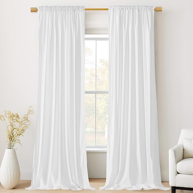 StangH White Velvet Curtains for Bedroom - Privacy Protect Light Dimming Window Curtains for Nursery Kids, Elegant Home Decors for Living Room, W52 x L84, 2 Panels