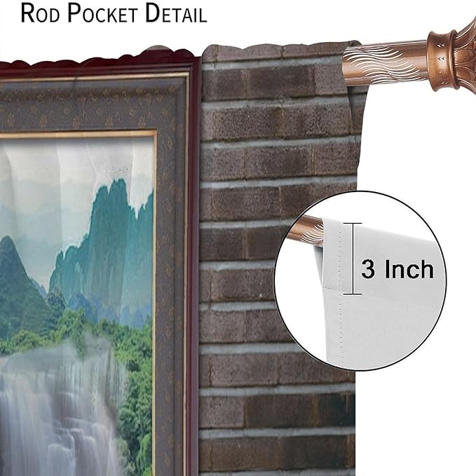 Waterfall Blackout Window Curtains, Tropical Rainforest Jungle Plants Forest Wild Nature Landscape Window Drapes, for Living Room Bedroom 42x63in 2 Panels