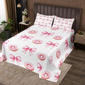 Pink Bowknot Kids Bedspread Twin Size,Donut Dessert Cartoon Food Toddler Coverlet Set,Girls Women Room Decor,Bow Tie Knot Princess Style Quilted Coverlet,Cute Fashion Bedding Quilt,1 Pillowcase