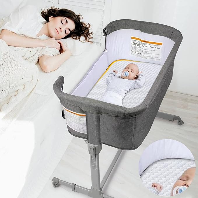 Lisara Baby Bassinet Mattress, 33" x 22" Dual Sided Gel Memory Foam Mattress with Waterproof, Removable and Breathable Ice Silk Cover, Fit for Fodoss Bassinet