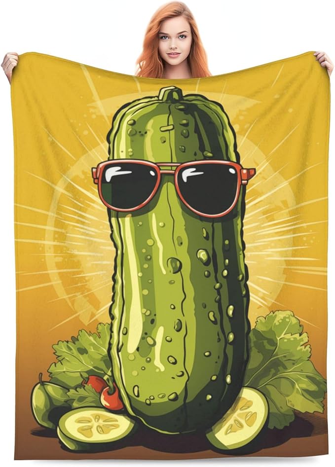 Funny Pickles Dill Blanket Gifts for Girls Women Flannel Throw Blankets for Home Couch Bed Sofa Soft Fuzzy Lightweight Decor All Season 80x60 Inches