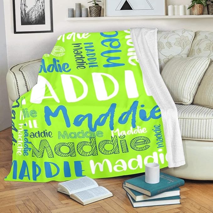 Dr.TOUGH Personalized Blankets with Name Customized Baby Blankets for Girls Boys Adults Monogrammed Blankets and Throws Christmas Birthday Mothers Fathers Valentines Day Gift (Light Green,60''×80'')