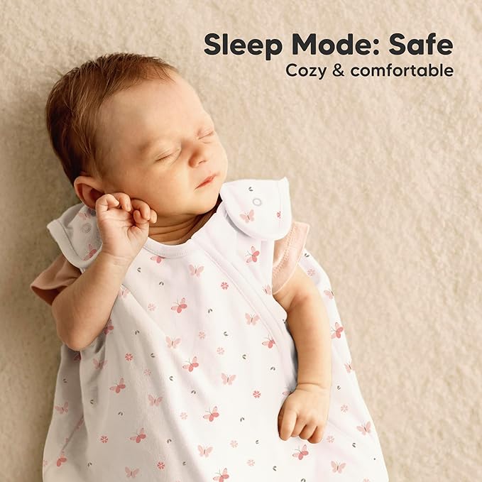 2-Pack Organic Baby Sleep Sacks, 100% Cotton - Soft & Breathable 0.5TOG Baby Wearable Blanket, Toddler Sleeping Sack 6-18 months, Easy to Wear Transitional Swaddles for Newborns (Butterflies, M)