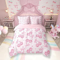 7 Pieces Bowknot Princess Kids Comforter Set King,Disco Crystal Ball Western Cowgirl Bedding Set,Starry Sky Bow Tie Romantic Pink Girly（Comforter+Fitted+Flat Sheet+2 Pillowcases+2 Throw Pillow Covers）