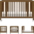 babyletto Rolli Convertible All-Stages® Bassinet and Full-Size Crib in Natural Walnut, Greenguard Gold Certified, FSC Certified, Portable & Adjustable with Conversion Kits and Pads Included