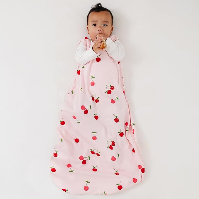 Ecolino Organic Cotton Baby Sleep Sack - 2-Way Zipper Baby Wearable Blanket - Newborn Sleeping Bag Sack - 0-6 Months - Cherry