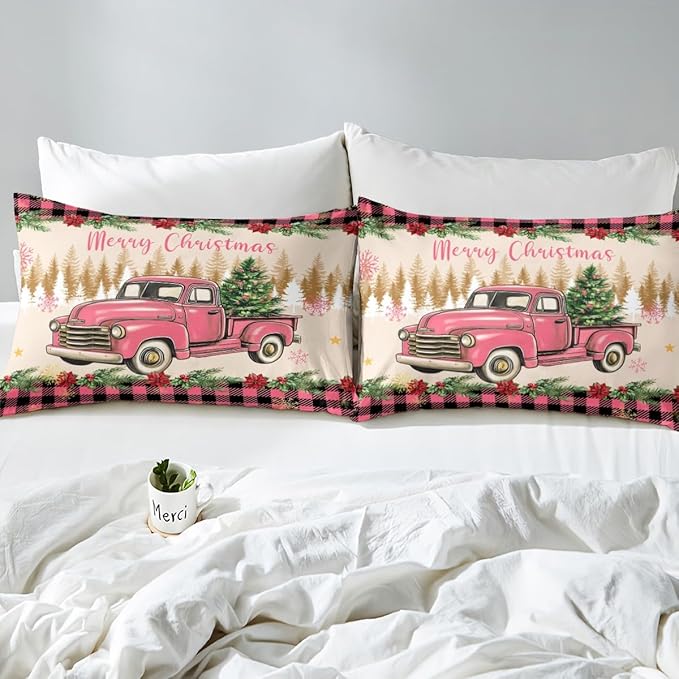 Erosebridal Merry Kids Twin Comforter Sets Christmas Decor Bedding Sets Pink Xmas Snowflake Down Comforter Dessert Gingerbread Man Bed Set for Boys Girls Teens